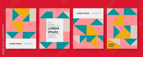Modern abstract covers set, minimal covers design. Colorful geometric background, vector illustration. Flat mosaic geometric background