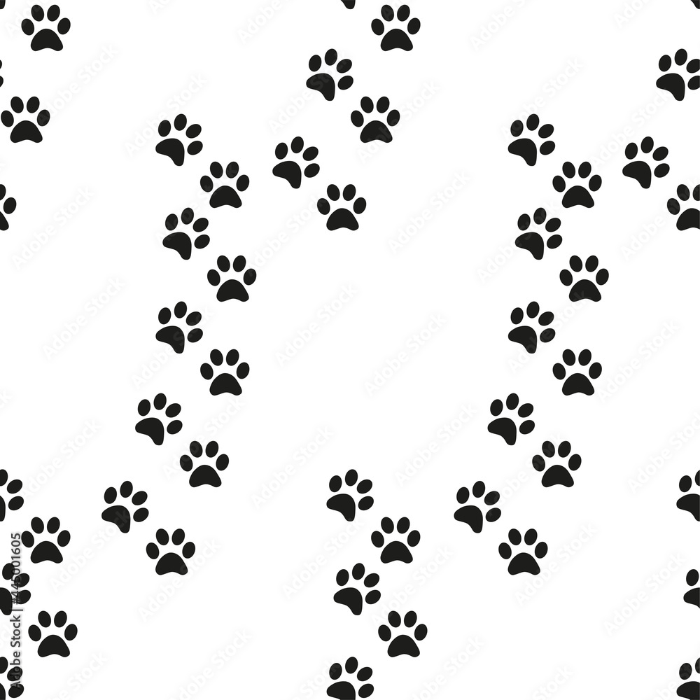 Animal footprint seamless pattern. Footprints of a cat Animal footprint seamless pattern. Footprints of a cat