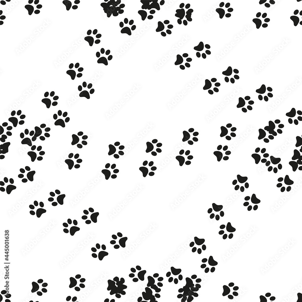 Fototapeta Animal footprint seamless pattern. Footprints of a cat
