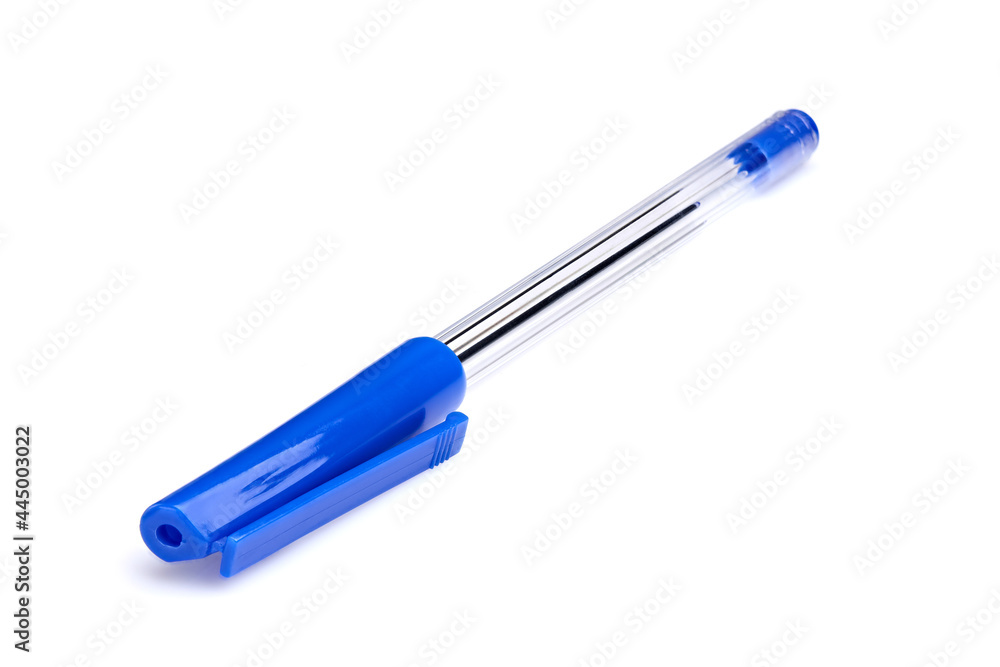 Plastic ballpoint pen on a white background. The subject is all in focus. Plastic ballpoint pen on a white background. The subject is all in focus.