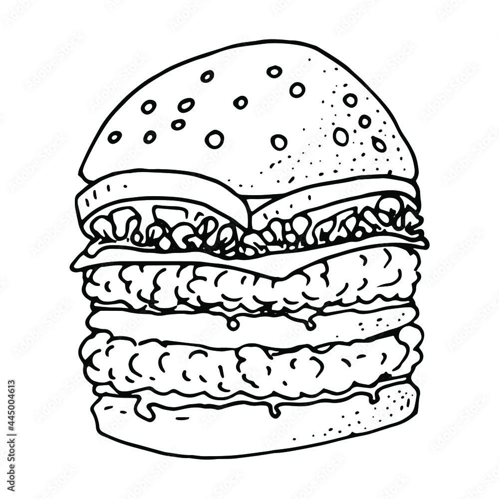 hand drawn hamburger illustration in doodle style hand drawn hamburger illustration in doodle style