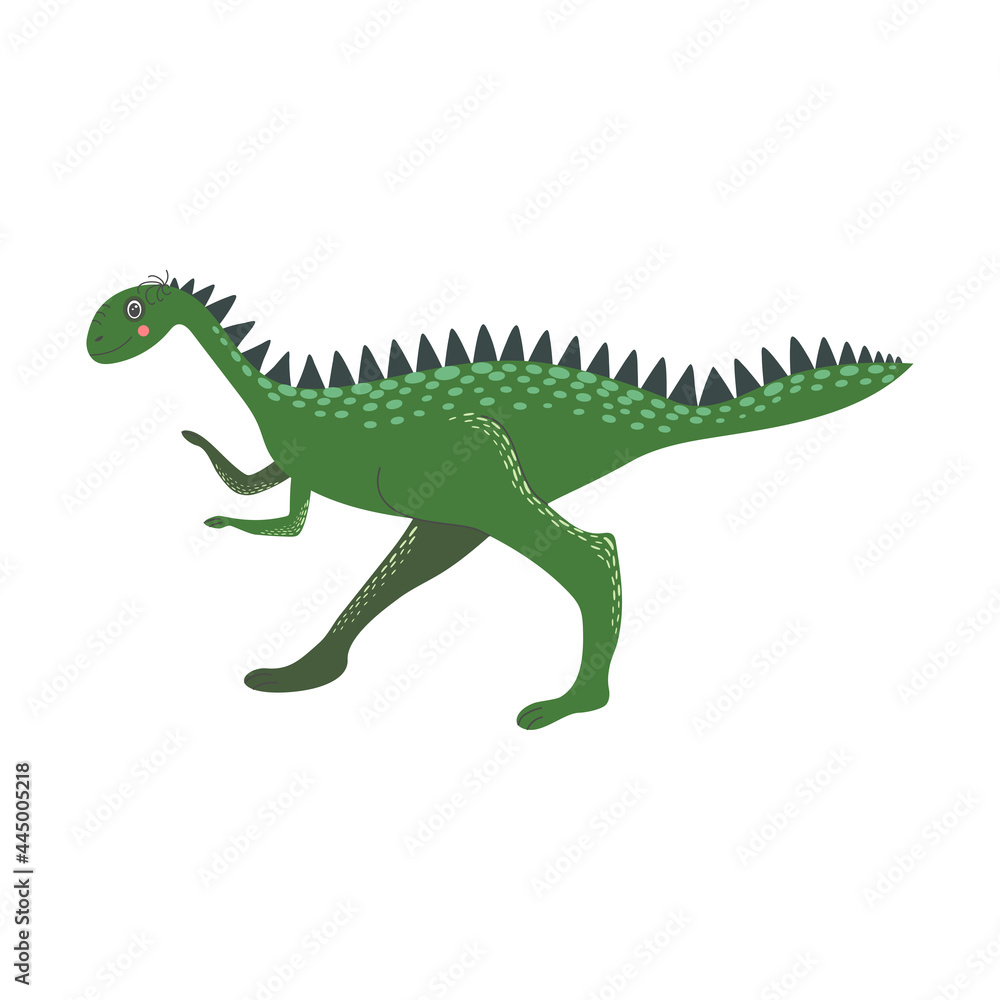Fototapeta premium Cute funny dinosaurs isolated on white background.