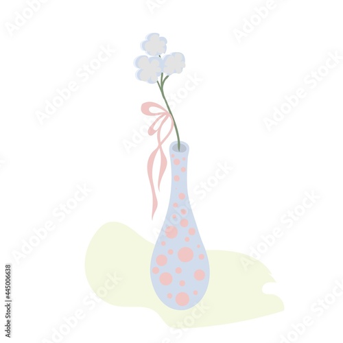 Beautiful decorative flowers in a vase. Simple doodle style for postcards, notebooks, stickers, design. © Anya Li