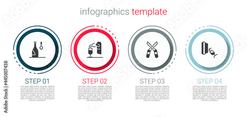 Set Wine temperature, Sommelier, Gardening scissors and tasting, degustation. Business infographic template. Vector