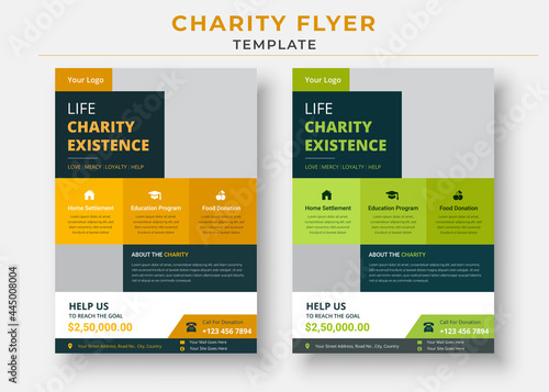 charity flyer Template, life charity existence promotion, education program flyer design