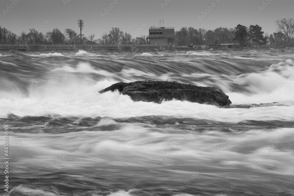 Cascades in the Niagara River in Black and White