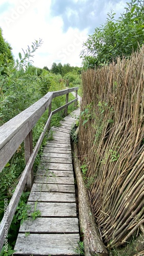 Wooden footbridge in the park near Wlodawa