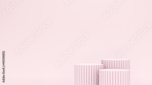 3d render image light pink podiums and pink background for product display advertisement.