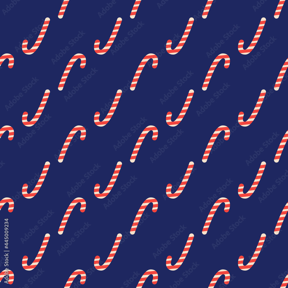 Christmas candy cane stripes seamless pattern in red and white. Popular winter festive background