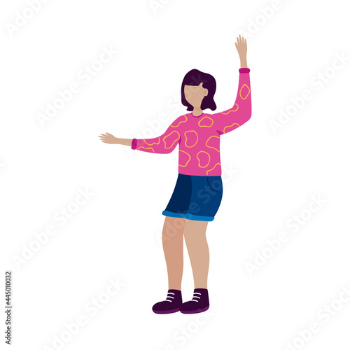 Girl kid with hands up