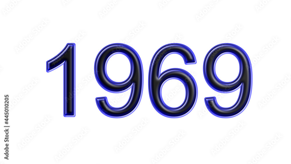 blue 1969 number 3d effect white background blue 1969 number 3d effect white background