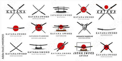 Canvas Print set of katana sword logo vintage vector illustration concept template icon design