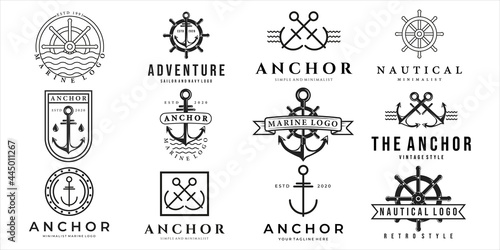 Foto set of nautical or marine logo vector illustration template icon design