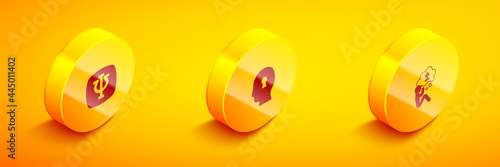 Set Isometric Psychology, Psi, Solution to the problem and Man graves funeral sorrow icon. Vector
