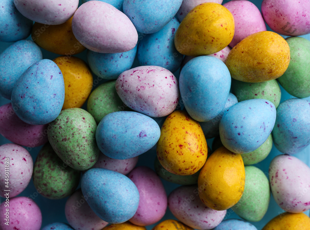 Many delicious colorful dragee candies as background, top view Many delicious colorful dragee candies as background, top view