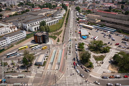  View on Dvirtseva square in lviv from drone