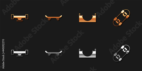 Set Skateboard wheel, , park and icon. Vector