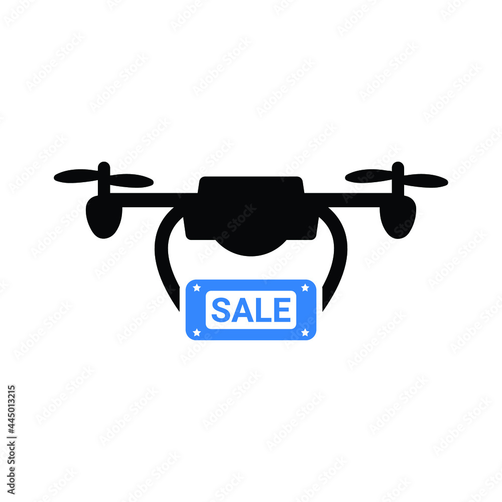 Shopping air drone sale icon (Black and blue Vector illustration) Shopping air drone sale icon (Black and blue Vector illustration)