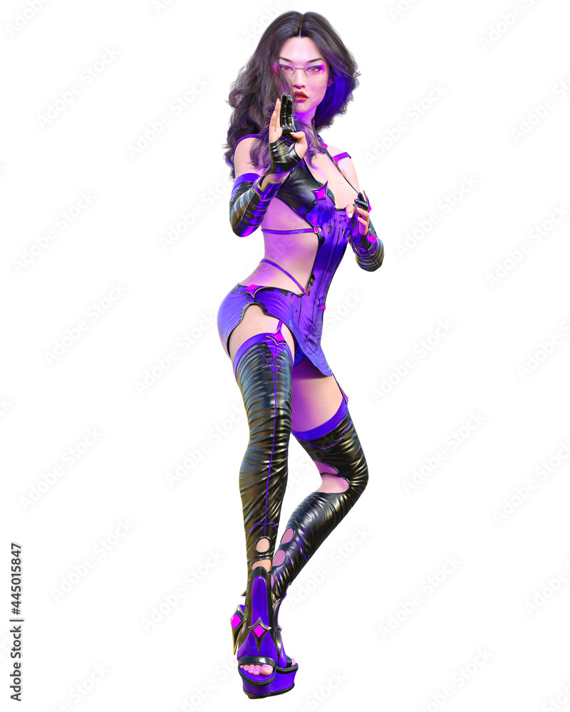 3D japanese assassin warrior amazon woman render. 3D japanese assassin warrior amazon woman render.