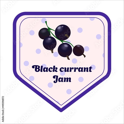 Vector label of black currant berries jam