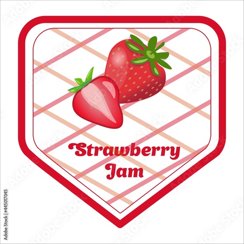 Vector label design for strawberry jam