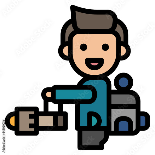 backpacker with flashlight
