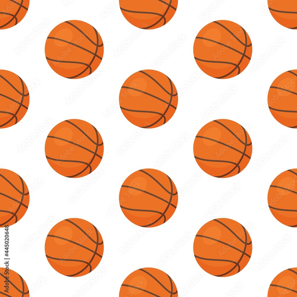 Vector illustration of basketball pattern. print of balls isolated on white background. Physical education class at school or uni.