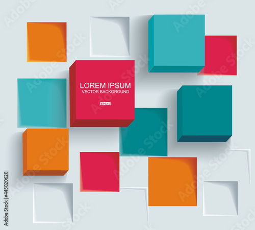 Abstract background with 3d cubes and rhombus,vector illustration.