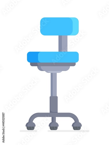 Vector illustration of an isolated medical chair on a white background.  Dental equipment sign, medical elements. Dental chair for working with a patient. 