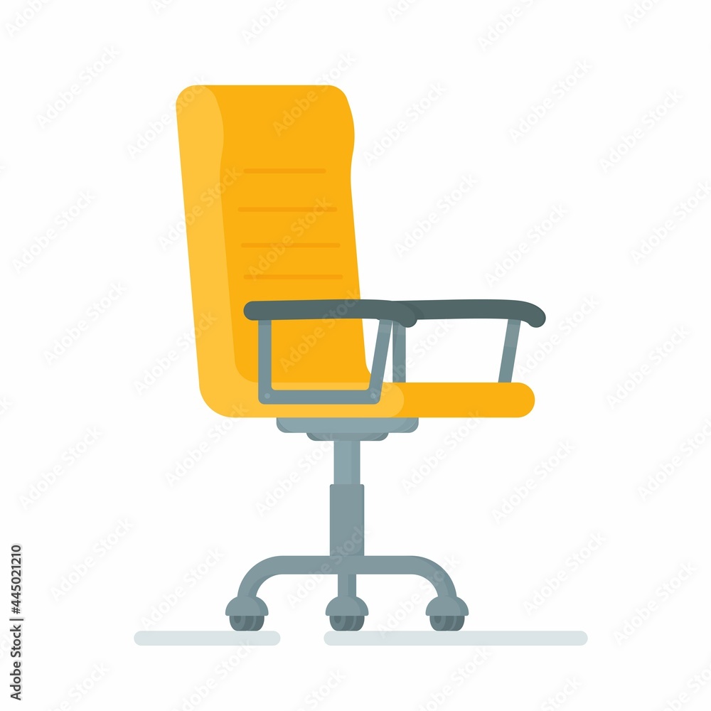 Promotional sign for a new office chair. Vector illustration of an isolated yellow chair on a white background. Promotional sign for a new office chair. Vector illustration of an isolated yellow chair on a white background.