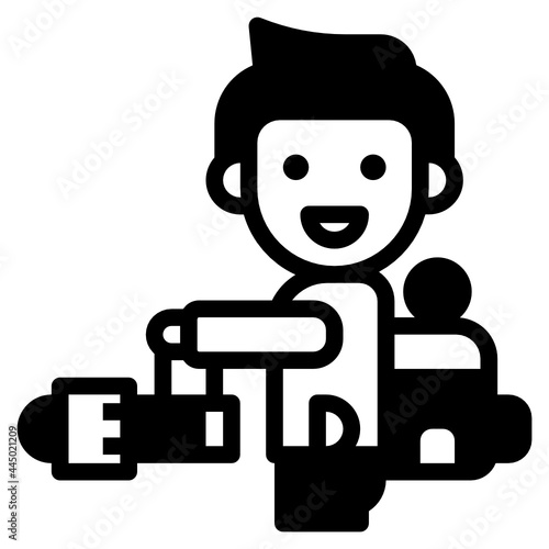 backpacker with flashlight