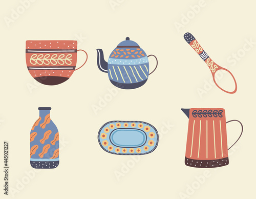 six crockery dishes