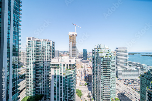 Photography downtown Toronto harbor front area by the Gardiner expressway entrance and bay s