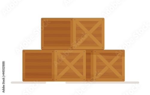Isolated white background. a type of container of rectangular shape, made from a bar of wood, plywood or chipboard cut into strips of a certain width. Vector illustration.