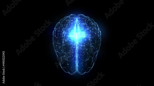 Artificial Intelligence. The brain of a cyborg. Human brain in the future. Information is distributed in the human brain. Training the artificial mind. The digital mind.