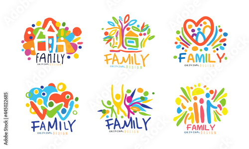 Colorful Family Label or Emblem Original Design Vector Set photo