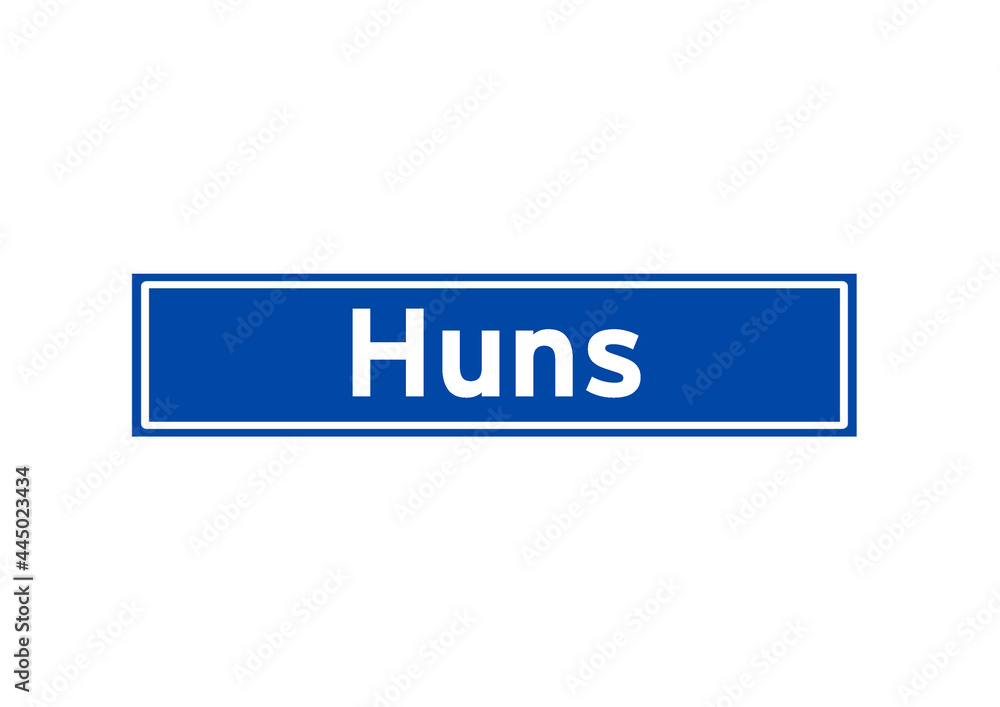 Huns isolated Dutch place name sign. City sign from the Netherlands. Huns isolated Dutch place name sign. City sign from the Netherlands.