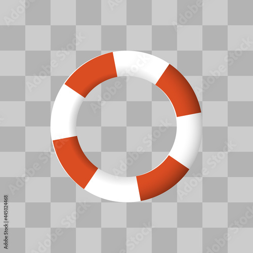 Red and white sea lifebuoy ring on a transparent background. Support and rescue help. Bailout