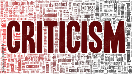 Criticism vector illustration word cloud isolated on a white background.