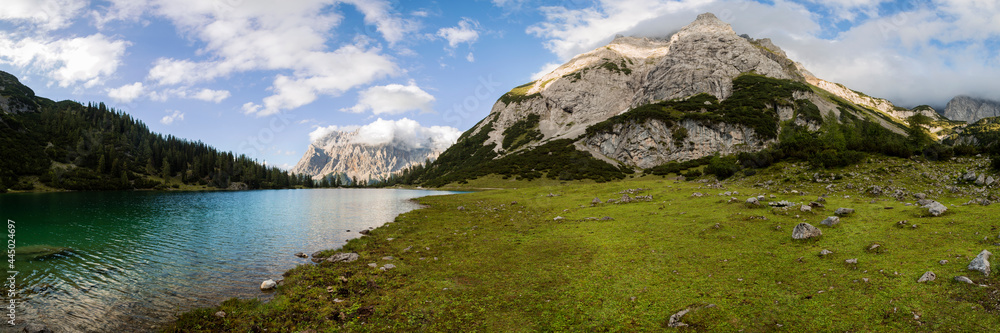 Panorama view of Seebensee lake in Tyrol, Austria