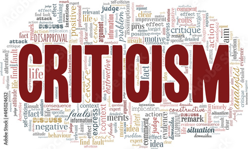 Criticism vector illustration word cloud isolated on a white background.