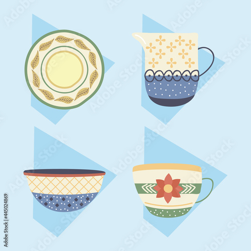 four crockery dishes