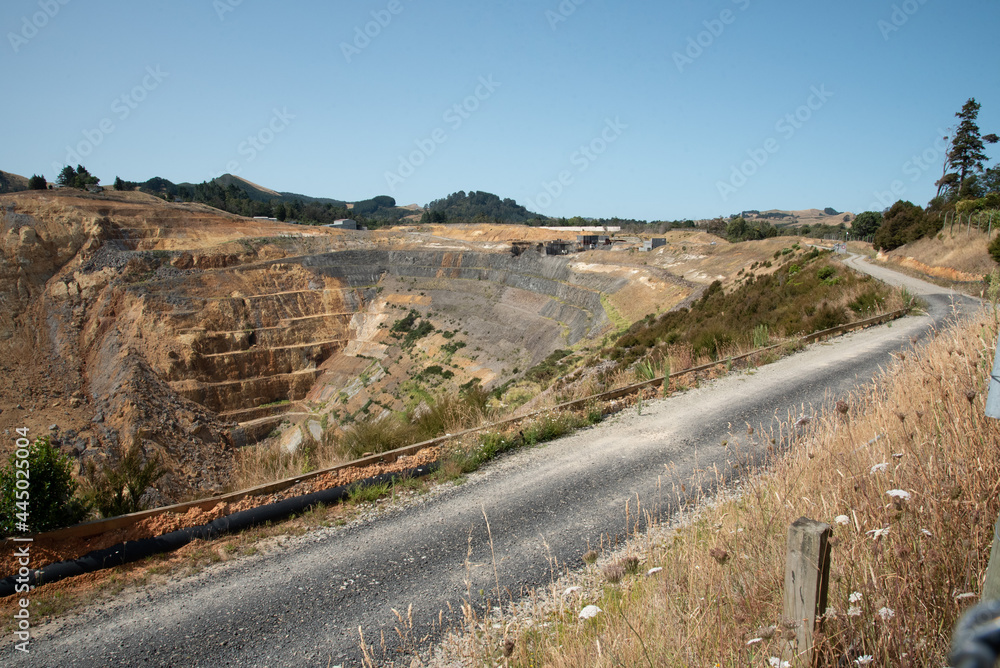 Huge mining hole at Waihi gold mine, New Zealand