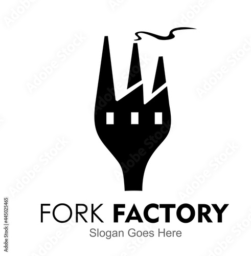 fork factory logo vector. food factory logo design concept.