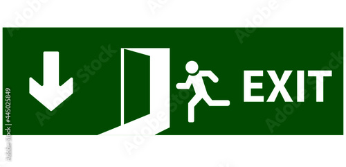Emergency exit door. The fire exit emergency door guides the safe exit. Safe exit concept. Vector design EPS 10.