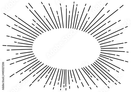 Doodle oval frame Vintage Sunburst, explosion effect, Hand Drawn Vector illustration
