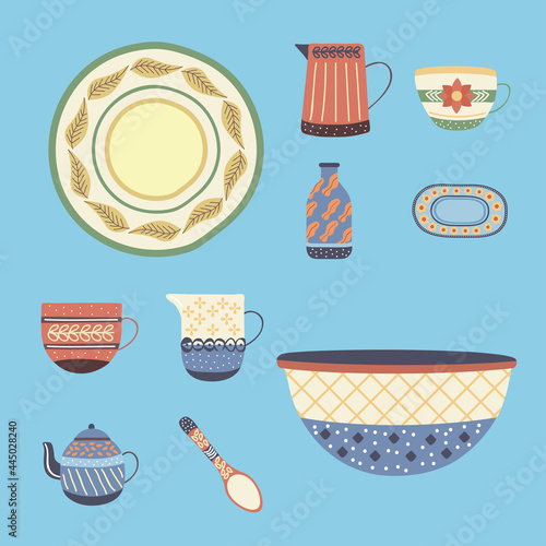 ten crockery dishes