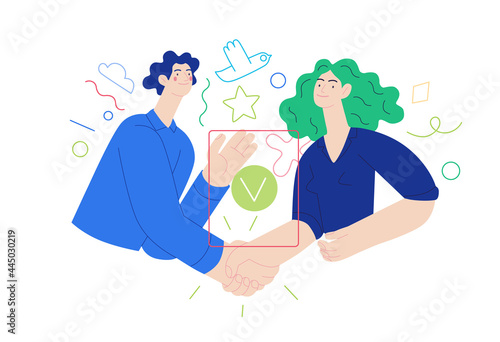 Business topics - the partnership. Modern flat vector