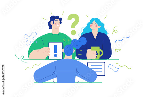 Business topics - the meeting. Modern flat vector