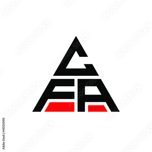CFA triangle letter logo design with triangle shape. CFA triangle logo design monogram. CFA triangle vector logo template with red color. CFA triangular logo Simple, Elegant, and Luxurious Logo. CFA  photo